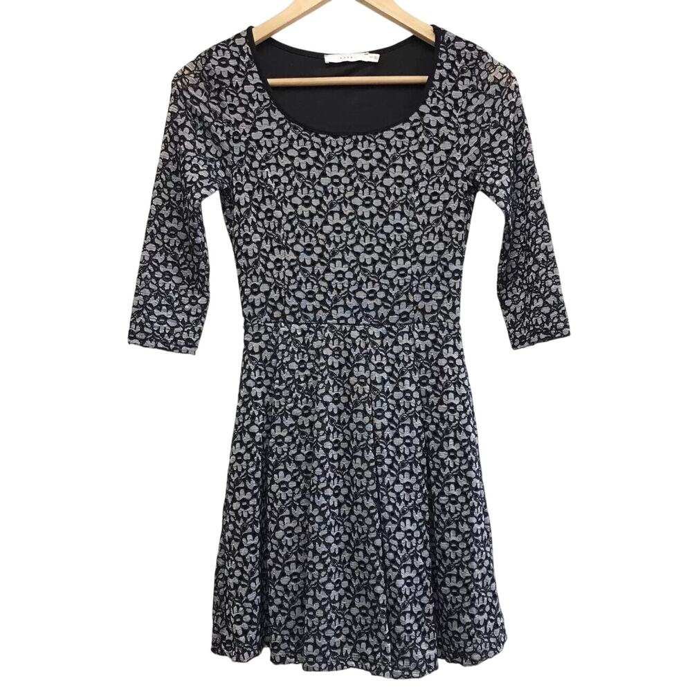 Lush Dress Juniors XS Floral Black Gray